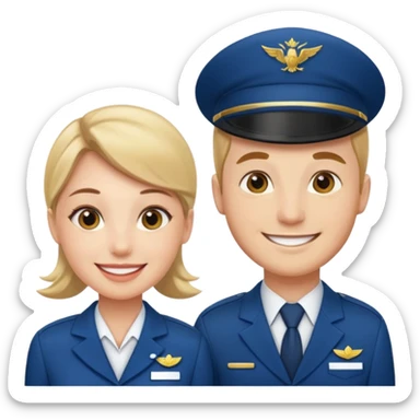 female flight attendant working with her male colleague sticker