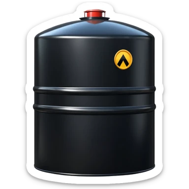 generate a beautiful big black oil storage tank. realistic and cinematic. glossy. 4 different options sticker