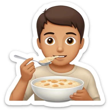 Man eating porridge  sticker