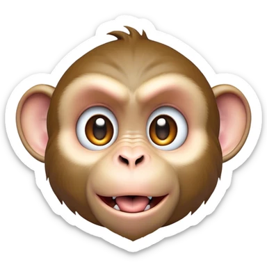 Cinematic Comical Macaque Portrait Emoji, Head tilted dramatically with an exaggeratedly shocked expression, featuring a dynamic, animated face with wide, comically expressive eyes full of humorous disbelief, Simplified yet hilariously expressive features, highly detailed, glowing with a slightly sassy glow, high shine, dramatic yet playful, stylized with an air of quirky primate attitude, soft glowing outline, capturing the essence of a meme-worthy macaque that looks ready to side-eye its way into viral fame! sticker