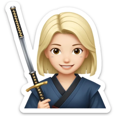 smiling girl with katana sticker