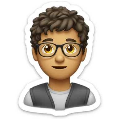 Young man wearing glasses thinking about something sticker