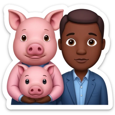 A pig in human shape riding a black man in pig shape sticker