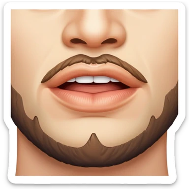 man's lips with short beard, close-up of mouth area between nose and neck sticker