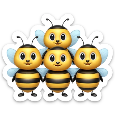 Five 3d bumblebees saying Good morning sticker