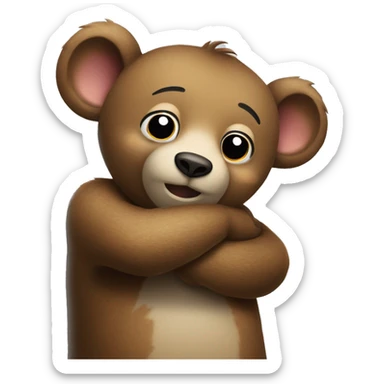 Bear hugs a mouse  sticker