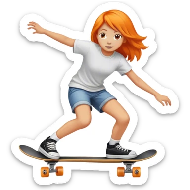 An orange hair girl skateboarding sticker