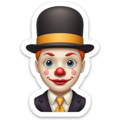 Clown in bowler hat & long tie sticker