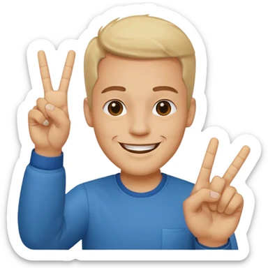 memoji face iphone: men, a solo hiker with happy face and a piece handsign sticker