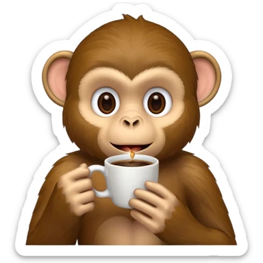 profile monkey sipping coffee  sticker