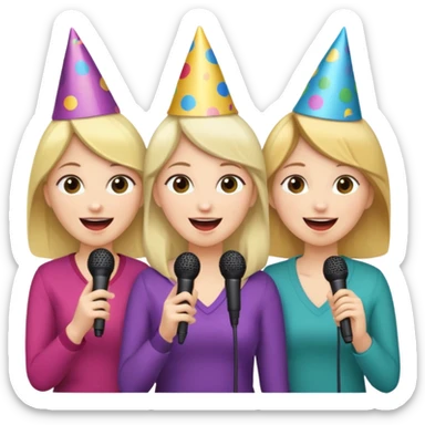 3 amigas en un karaoke cantando todas blancas de piel sticker