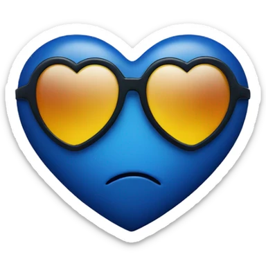 Indigo heart with face and sunglasses sticker
