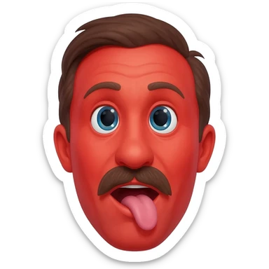 Bright red and sweaty snob man from 1900, eyes wide open, tounge out sticker