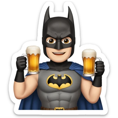 Happy Batman toasting with a mug of beer sticker