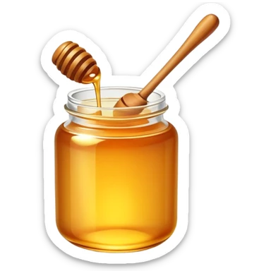 jar of golden honey with a dipper sticker