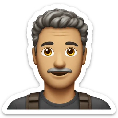 homme 40 ans visage fin, cheveux rasé poivre et sel   sticker