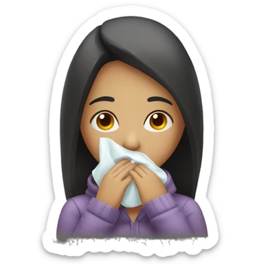 Girl being sick with stuffed nose sticker