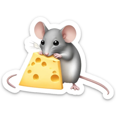mouse sniffing cheese sticker