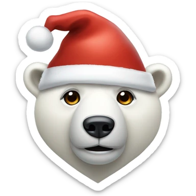 Polar bear with a santa hat sticker