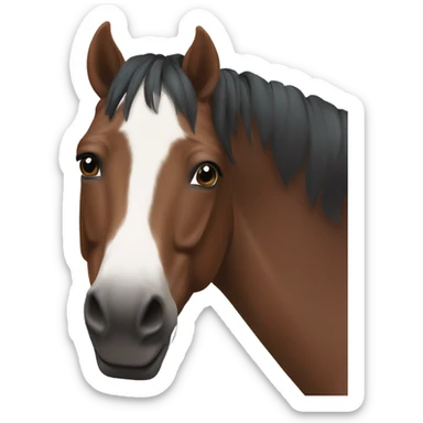 Bay horse with small white circle on forehead sticker
