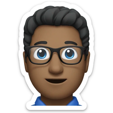 A white man with glasses and black hair holding a bouquet of blue tulips sticker