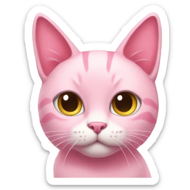 pink cat with bows on ears sticker