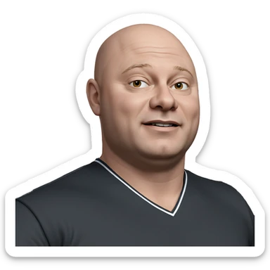 bald guy in black shirt sticker