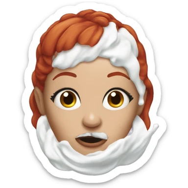 Red haired goth Woman with shaving cream on her face sticker