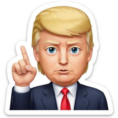 Super realistic Donald Trump pointing index finger up, realistic eyes sticker