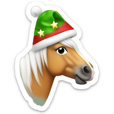 Haflinger Horse with an Little star paleness and with Christmas hat sticker