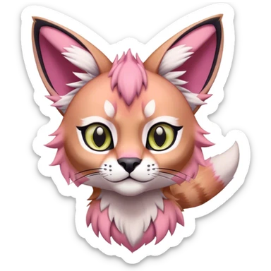 A pink lynx-caracal-serval-fakemon-Digimon-creature-hybrid sticker