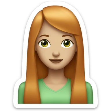 Beautiful girl with ginger straight hair green eyes and straight across bangs  sticker
