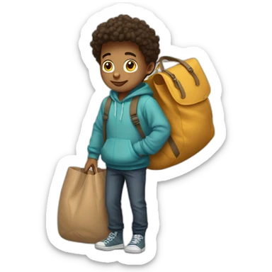 A boy in a large baggy sticker