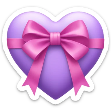 a violet heart wrapped by apink bow sticker