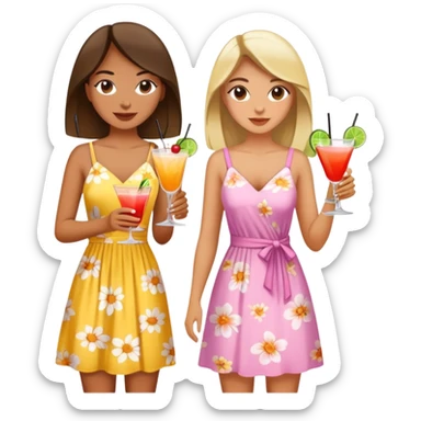 two girls with cocktails  sticker