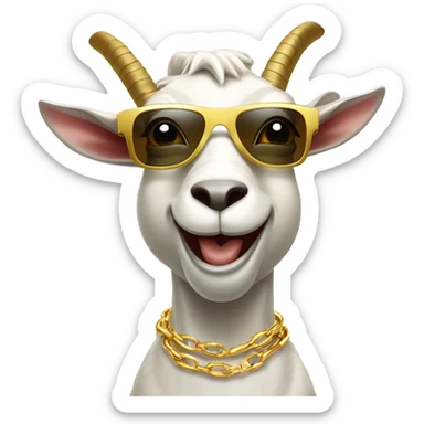 goat with gold sunglasses and $ chain sticker