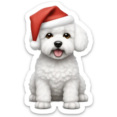 bichon dog-sitting-christmas hat sticker