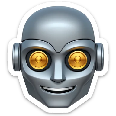 evil robot. Only its head. Very low details, just lines and colors, no need to draw in detail. Like an icon. Make it smile sticker