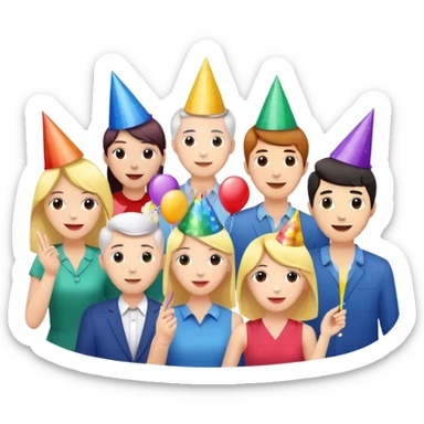 Party celebration with confetti and balloons sticker