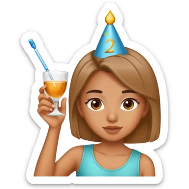 21st birthday girl taking a shot  sticker