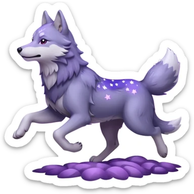 A wolf of winterfell running under lilac stars sticker