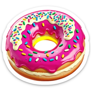 Pink cream donut sticker