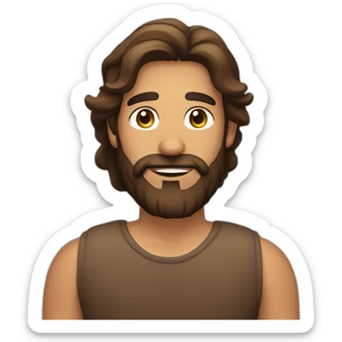 hispanic long brown hair man with a beard sticker