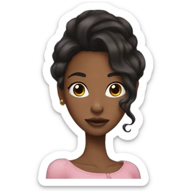 Black women with long hair princess sticker