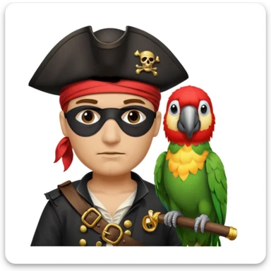 pirate with eye patch and parrot sticker