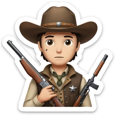 Hunter with cowboy hat and vintage rifle from Hunt Showdown sticker