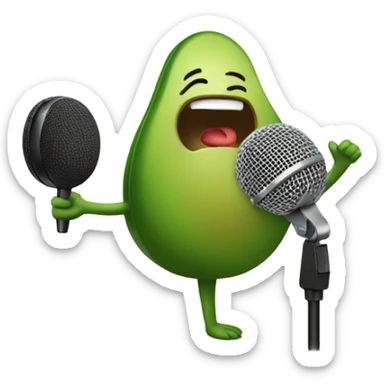 Avocado singing with microphone sticker