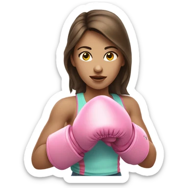 Pale Brunette girl wearing pink boxing gloves sticker
