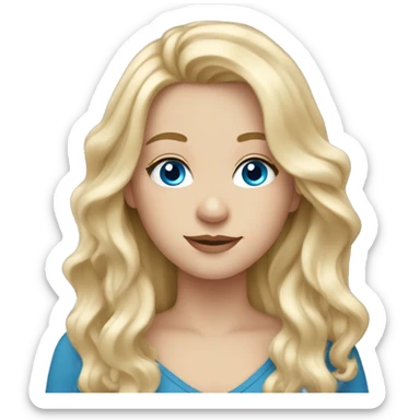 White girl with wavy long blonde hair and blue eyes sticker