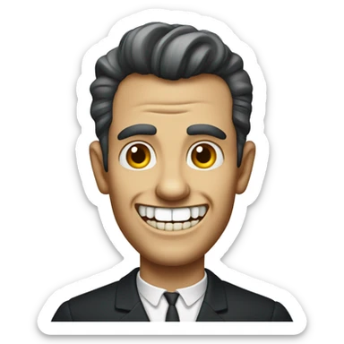 A 1950s man with vampire teeth  sticker